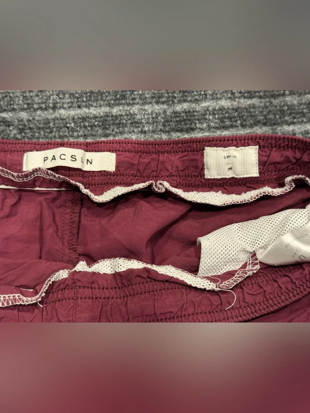 Pacsun‎ Swim Trunks Shorts No Mesh Liner Men's Maroon Burgundy Size Medium Beach